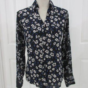 Express Portofino Blk/White Floral Long Sleeve XS